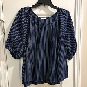 a.n.a Navy Pinstripe Blouse
